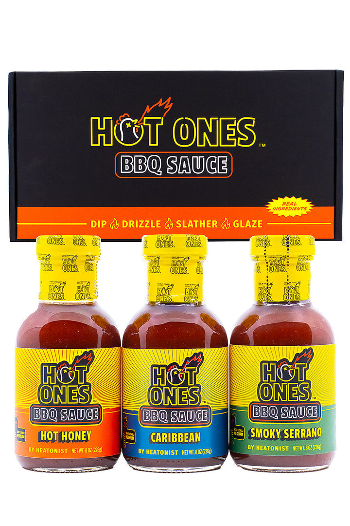 Hot Ones BBQ Trio Pack (Hot Honey / Caribbean / Smoked Serrano) P7